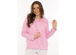 Hoodie ZWILLINGSHERZ "Moin", Damen, Gr. L/XL, pink (rosa baby), Sweatware, Obermaterial: 70% Baumwolle, 30% Polyester, comfort fit hüftlang, hoch geschlossener Ausschnitt, Sweatshirts Hoodie, Kapuze, Kordelzug, Langarm, maritimer Schriftzug