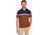 Kurzarmshirt CATAMARAN "Kurzarm-Poloshirt", Herren, Gr. 56/58, marine, cognac, gestreift, 100% Baumwolle, gemustert, gestreift, Shirts