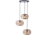 BRILLIANT Pendelleuchte "Woodball", schwarz (schwarz matt, natur), 3, Ø 57cm, 1 Stk., Leuchten, 3 flammige Bambus Hängelampe - 3 x E27 max. 40 W - 142 cm - D 57 cm, Pendelleuchte