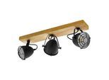 EGLO Deckenspot "GATEBECK Strahler, Stahl und Holz, E14, IP20, Wohnzimmerlampe, Lampe", beige (natur schwarz), 3, Ø 0cm H: 20,5cm, 1 Stk., Leuchten, Spot, Wohnzimmer, L59 x B11 x H20,5 cm, natur, schwarz, 3X40W exkl., Deckenspot