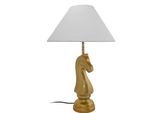 KAYOOM Tischleuchte "Tischlampe Bishop 125", weiß, 1, H: 62cm, 1 Stk., Leuchten, mit dekorativem Schah-Pferd-Sockel aus Metall, mit Stoffschirm, Tischleuchte
