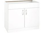 Spülenschrank WIHO KÜCHEN "Flexi", weiss (front und korpus: weiß), B:100cm H:82cm T:57cm, Schränke, Spülenschrank, Breite 100 cm