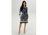 Jerseykleid ANISTON SELECTED, Damen, Gr. 38, N-Gr, schwarz, beige, blau, weiß, Milano Rib, Obermaterial: 85% Viskose, 10% Polyester, 5% Elasthan, bedruckt, gemustert, figurumspielend kniefrei, Rundhals, Kleider Jerseykleid, mit Ornamenten- und Rankendruck Allover