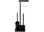 Homeware Wc-Bürstenkombination , Schwarz , Metall, Kunststoff , 22.7x66.5x18 cm , Bürstenkopf abnehmbar, Ersatzrollenhalter, Papierhalter , Badezimmer, WC Ausstattung, WC-Bürsten
