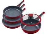 Pfannen-Set KING "Moonscape", rot, Ø:28cm, Pfannen, abnehmbarer Griff, MOONSCAPE-Beschichtung, Induktion