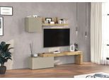 TV-Wand INOSIGN "Chronos TV-Set, Wohnwand – Elemente frei platzierbar, Made in Italy", taube, eiche wotan, B:220cm H:190cm T:40cm, Kastenmöbel-Sets, TV-Wand, Lowboard B 220 cm, Hängeschrank B 50 cm, Wandregal B 120 cm