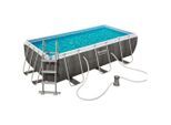 Bestway Pool SET 56721 Power Steel , Blau, Weiß, Dunkelgrau , Metall, Kunststoff , Uni , 201x100x404 cm , Freizeit & Co, Pools & Wasserspaß, Pools