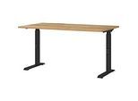 Schreibtisch Boston, mechanisch höhenverstellbar, Rechteck, C-Fuss, B 1400 x T 800 x H 680-910 mm, Navarra-Eiche/schwarz