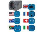 Brennenstuhl Reisestecker-Set, 7 Steckereinsätze, 10A Sicherung, kompakt, schwarz, inkl. Stoffbeutel, für über 150 Länder