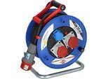 Brennenstuhl Garant CEE IP44 Kabeltrommel, 30m RN-Kabel, Industrie/Baustelle, 400V, Sicherheitsabschaltung, Blau/Rot