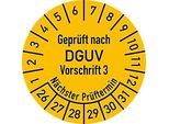 moedel Prüfplakette DGUV V3 2026–2031, Folie, gelb, Ø 30 mm – 500 Stück/Rolle, wasserfest