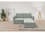 2-Sitzer DOMO COLLECTION "Bibury smartes, modulares Ecksofa aus Sofa & Hocker mit Schlaffunktion", grau (hellgrau), B:178cm H:90cm T:80cm, 100% Polyester, Sofas, Sitzfläche mit Federkern, inkl. 2 Rückenkissen