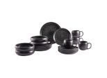 Novel Kombiservice Faro Black, Schwarz, Keramik, 16-teilig, Farbverlauf, 470 ml, Lfgb, Handmade Quality, lebensmittelecht, Essen & Trinken, Geschirr, Geschirr-Sets, Kombiservice