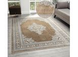 Teppich OTTO HOME "Banli, Vintage-Look, Orient-Optik", braun (beige), B:200cm H:9mm L:300cm, Kunstfaser, Teppiche, Teppich, dezenter Glanz, Schrumpf-Garn-Effekt, Wohnzimmer, Schlafzimmer