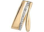 Kettenanhänger JOBO "Anhänger 17 mm", gelbgold 585, Schmuckanhänger, Damen, P1 = bei 10-facher Vergrößerung erkennbare Einschlüsse, Diamanten Gelbgold 585, Diamanten, Gelbgold 585, Kettenanhänger, 14 Karat 585 Gold mit 15 Diamanten