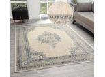 Teppich OTTO HOME "Banli, Vintage-Look, Orient-Optik", grau (hellgrau), B:160cm H:9mm L:230cm, Kunstfaser, Teppiche, Teppich, dezenter Glanz, Schrumpf-Garn-Effekt, Wohnzimmer, Schlafzimmer