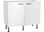 Spülenschrank KOCHSTATION "KS-Paula", weiß glanz, weiß, B:100cm H:87cm T:58,4cm, Schränke, Spülenschrank, 100 cm breit, 87 cm hoch, mit 1 Tür