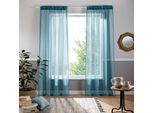 Gardine MY HOME "Ari" Gr. 1, blau (petrol), B:140cm H:145cm, Voile, Polyester, Gardinen, Gardine, Bestseller mit 4,5-Sterne-Bewertung