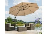 Ampelschirm SCHNEIDER SCHIRME "Rhodos Rondo", beige, Obermaterial: 100% Polyester, Standschirme, Ampelschirm, mit Schutzhülle und Schirmständer, ohne Wegeplatten