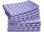 Geschirrtuch DYCKHOFF "Halbleinen Grubentuch, kariert, 55% Baumwolle, 45% Leinen, 10 Stück", blau, B:50cm L:100cm, 45% Leinen, 55% Baumwolle, Geschirrtücher, Geschirrtuch, Geschirrtücher, extra gross, je 50 x 100 cm