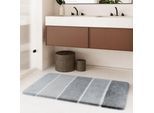 Badematte HOMIE LIVING "Rio Marina", grau multi, H:30mm, Polyester, Badematten, Badematte, flauschiger Badteppich, modern gestreift, waschbar, Badezimmerteppich