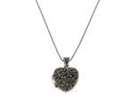 Kette mit Anhänger ZEEME "Silber 925 oxidiert Medaillon Herz-Form mit 25x Markasit", schwarz, Halsketten, Damen, 45cm, Silber 925 (Sterlingsilber), L: 45 B: 21mm, glänzend, B:21mm