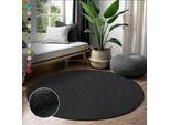 Hochflor-Teppich SANAT "LOCA", schwarz, H:30mm Ø:120cm, Kunstfaser, Teppiche, Wohnzimmer, Langflor, Shaggy, Schlafzimmer