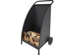 Aufbewahrungsbox FIREFIX "Holzwagen", schwarz, B:50cm H:88cm T:53cm, Metall, Aufbewahrungsboxen, Aufbewahrungsbox, mit 2 Rädern