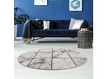 Teppich CARPET CITY "Noa 9288" Gr. 10, grau, H:11mm Ø:160cm, Kunstfaser, Teppiche, Teppich, Kurzflor, Modern, Weicher For, Pflegeleicht