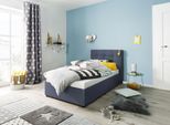 Polsterbett HOME AFFAIRE "Endres", blau, B:103cm L:210cm, imgrägnierte Struktur (100% Polyester), Betten, Polsterbett, mit Bettkasten, wahlweise ohne Matratze/Lattenrost oder incl. Matratze