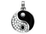 Kettenanhänger VIVANCE "925/- Sterling Silber Ying Yang", schwarz, Schmuckanhänger, Damen, one-size, Silber 925 (Sterlingsilber), 2 g, Kettenanhänger