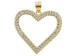 Kettenanhänger ADELIA´S "trendiger Herz Anhänger aus 925 Sterling Silber", gold, Schmuckanhänger, Damen, Silber 925 (Sterlingsilber), Kettenanhänger