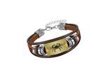 Armband FIRETTI "Schmuck Geschenk Armschmuck Armkette Edelstein Sternzeichen", bunt (edelstahlfarben, messingfarben, dunkelbraun, braun, grau, braun, grau), Armbänder, Damen, 20cm, Krebs, Edelstahl Leder Messing, Edelstahl, Leder, Messing, Armband, Made in Germany - mit Hämatit - mit Holzimitat