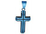 Kettenanhänger ADELIA´S "trendiger Kreuz Anhänger aus Edelstahl", blau, Schmuckanhänger, Damen, Edelstahl, Kettenanhänger