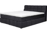 Boxspringbett HOME AFFAIRE "Paxton", blau (dunkelblau), Flachgewebe LEINENOPTIK Polyester Topper Basic, Liegefläche B/L: 180cm x 200cm Betthöhe: 55cm, Gewicht bis: 80 kg + 80 kg H2 + H2, 7-Zonen-Taschen-Federkernmatratze, Komplettbetten, Boxspringbett, Neue Toppervarianten