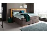 Boxspringbett HOME AFFAIRE "Cup", grau (charcoal), B:210cm L:206cm, Bezug: Luxus-Microfaser (100% Polyester);Bezug: Microfaser (100% Polyester), Komplettbetten, Boxspringbett, mit LED-Beleuchtung, Massivholzrahmen und Topper, in 2 Härtegraden