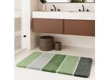 Badematte HOMIE LIVING "Rio Marina", lind grün, H:30mm, Polyester, Badematten, Badematte, flauschiger Badteppich, modern gestreift, waschbar, Badezimmerteppich