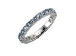 Fingerring ZEEME "Silber 925 rhodiniert mit 24x Blautopas (beh.)" Gr. 58, weiß, Fingerringe, Damen, 058 (18,5), Silber 925 (Sterlingsilber), Fingerring