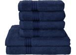 Handtuch Set DYCKHOFF "Siena", blau (tintenblau), Obermaterial: 100% Baumwolle, Handtuch-Sets, in tollen Unifarben