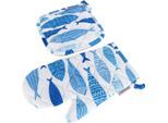 Topflappen EGERIA "Küchen Set Marin", weiß, B:20cm L:20cm, Obermaterial: 100% Baumwolle, Topflappen