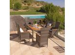 Ambia Garden Gartengarnitur, Grau, Textil, 7-teilig, Akazie, Schichtholz, 150x90x75 cm, Gartenmöbel, Gartenmöbel-Sets