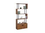 Bücherregal MCW-A27, Regal Standregal Raumteiler Wohnregal, Staufach mit Tür 183x80cm 3D-Struktur ~ Wildeiche-Optik