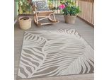 Teppich S.OLIVER "Skadom, Wende-Teppich im Blatt Design, auch für Balkon und Terrasse", taupe, B:160cm H:5mm L:220cm, Kunstfaser, Teppiche, Teppich, für In- und Outdoor geeignet, wetterfest & UV-beständig