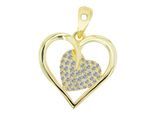 Kettenanhänger ADELIA´S "trendiger Herz Anhänger aus 925 Sterling Silber", gold, Schmuckanhänger, Damen, Silber 925 (Sterlingsilber), Kettenanhänger