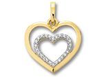 Kettenanhänger ONE ELEMENT "Zirkonia Herz Herz Anhänger aus 333 Gelbgold", gold, Schmuckanhänger, Damen, Gelbgold 333 Gold, Gelbgold 333, Gold, Kettenanhänger, Ein Geschenk von Herzen – zart, elegant & voller Symbolik