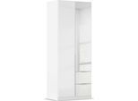 Drehtürenschrank OTTO HOME "Kleiderschrank Schrank Garderobe AGORDO mit Dekor- oder Hochglanzfront", weiß (alpinweiß, hochglanz weiß), B:91cm H:229cm T:54cm, Holzwerkstoff, Schränke, Drehtürenschrank, mit Außenschubkästen, in 7 Breiten und 2 Höhen MADE IN GERMANY