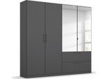 Drehtürenschrank OTTO HOME "Kleiderschrank Schrank Garderobe Wäscheschrank CHALLENGER", grau (graumetallic), B:181cm H:197cm T:54cm, Holzwerkstoff, Schränke, Drehtürenschrank, mit Spiegeltüren und geräumigen Schubladen MADE IN GERMANY