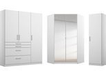 Schrank-Set RAUCH "Kleiderschrank Schrank Garderobe Garderobenschrank Eckschrank HOMBURG", weiß (alpinweiß, hochglanz weiß), B:253cm H:197cm T:163cm, Holzwerkstoff, Kastenmöbel-Sets, viel Stauraum, oberer Schubkasten mit Einteilung MADE IN GERMANY