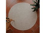 Teppich WECON HOME "Miami South Beach", sand beige, H:5mm Ø:160cm, Polypropylen, Teppiche, Teppich, In- & Outdoor Teppich, wetterfest, kariert, Balkon, pflegeleicht