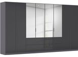 Drehtürenschrank OTTO HOME "Kleiderschrank Kleiderschränke Schrank Garderobe AGORDO mit Glasfront", graumetallic, glas basalt, B:360cm H:210cm T:54cm, Holzwerkstoff, Schränke, Drehtürenschrank, mit Außenschubkästen, in 7 Breiten und 2 Höhen MADE IN GERMANY